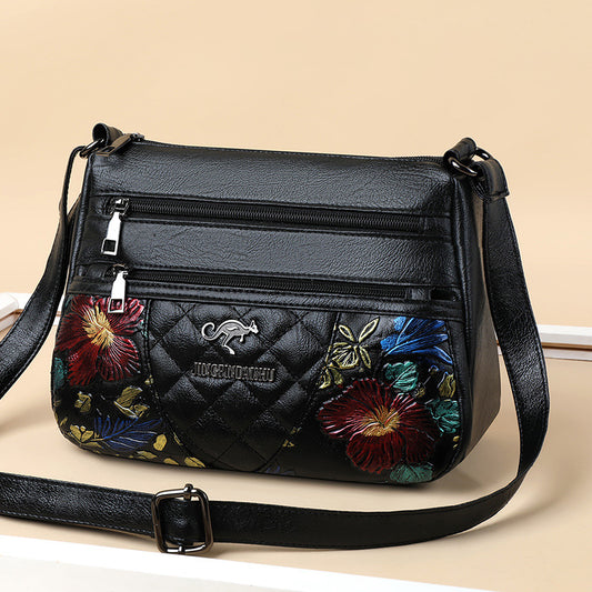 Embroidered Crossbody Bag Large Capacity Multi-Layer Design | Tote Vibe