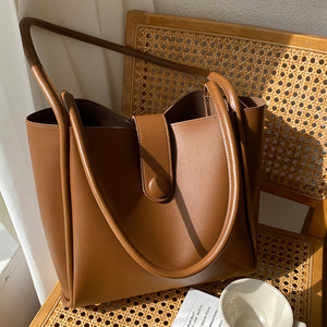 Tote Vibe Work Tote – Retro One-Shoulder PU Fashion Commuter Bag