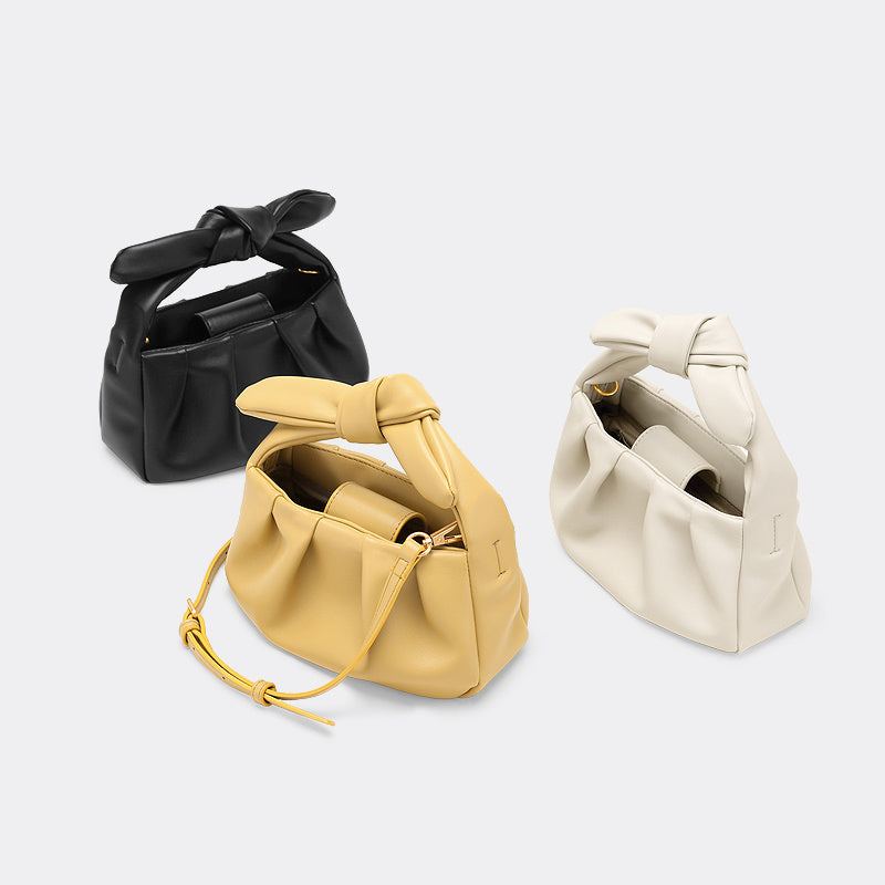 Tote Vibe Folded Bow Bag – Trendy PU Leather Cloud Purse