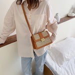 Tote Vibe Woven Crossbody Bag – Women’s PU Leather Small Square Messenger Bag