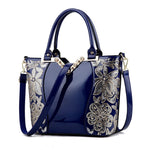 Tote Vibe Black Leather Shoulder Bag – Embroidered Bright PU Bucket Handbag