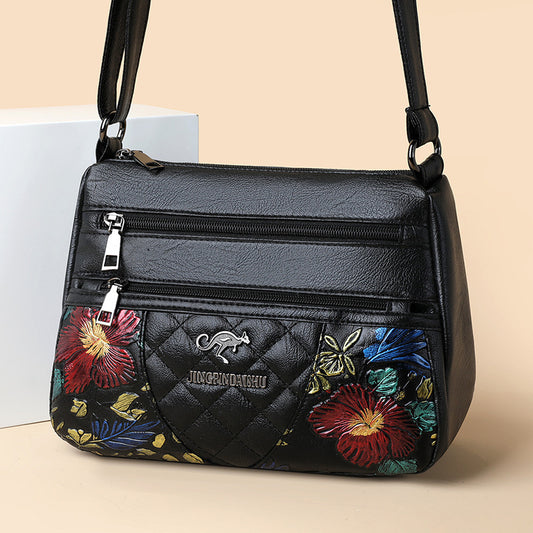 Embroidered Crossbody Bag Large Capacity Multi-Layer Design | Tote Vibe