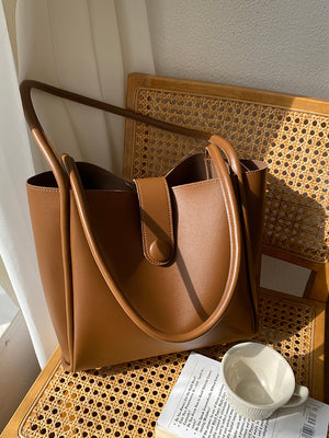Tote Vibe Work Tote – Retro One-Shoulder PU Fashion Commuter Bag