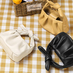 Tote Vibe Folded Bow Bag – Trendy PU Leather Cloud Purse