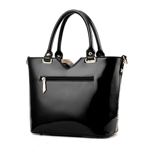 Tote Vibe Black Leather Shoulder Bag – Embroidered Bright PU Bucket Handbag