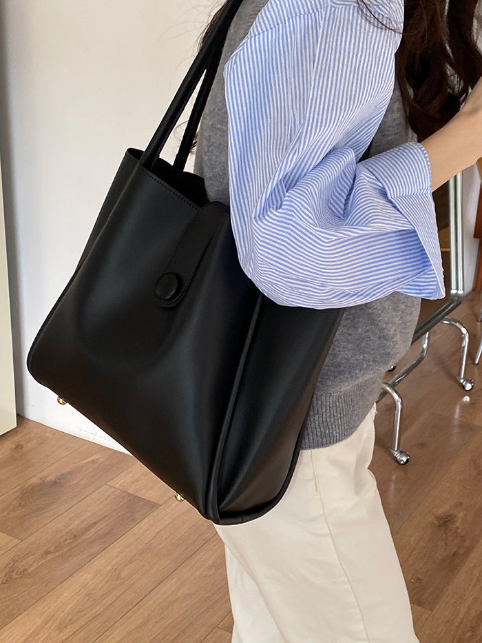 Tote Vibe Work Tote – Retro One-Shoulder PU Fashion Commuter Bag