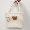 Tote Vibe Quilted Tote Bag – Embroidered Bear Diaper Storage Handbag