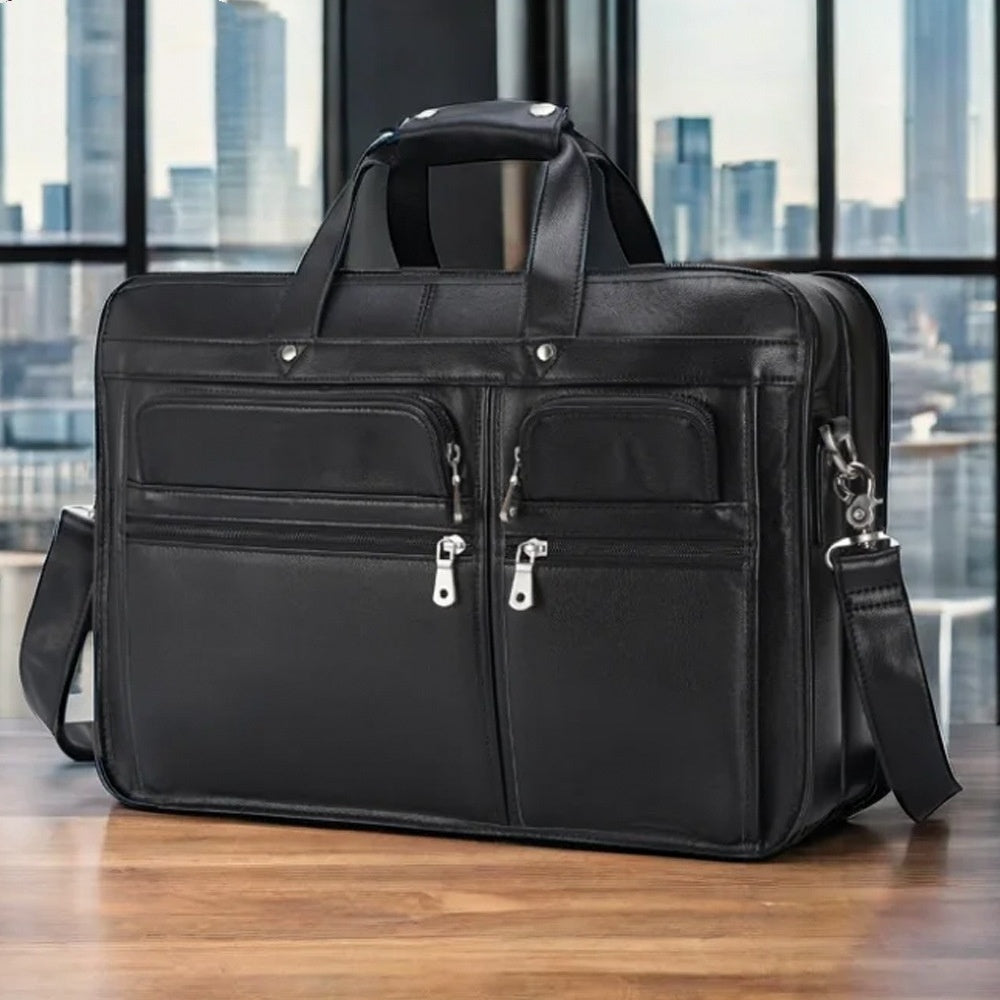 Tote Vibe 17 Inch Laptop Bag Leather – Genuine Cowhide Business Travel Tote