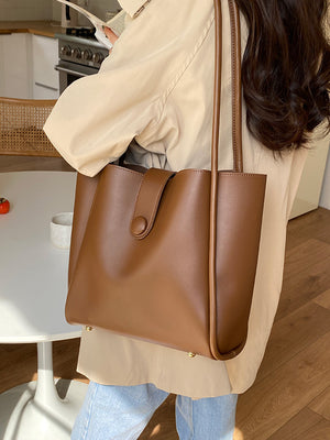 Tote Vibe Work Tote – Retro One-Shoulder PU Fashion Commuter Bag